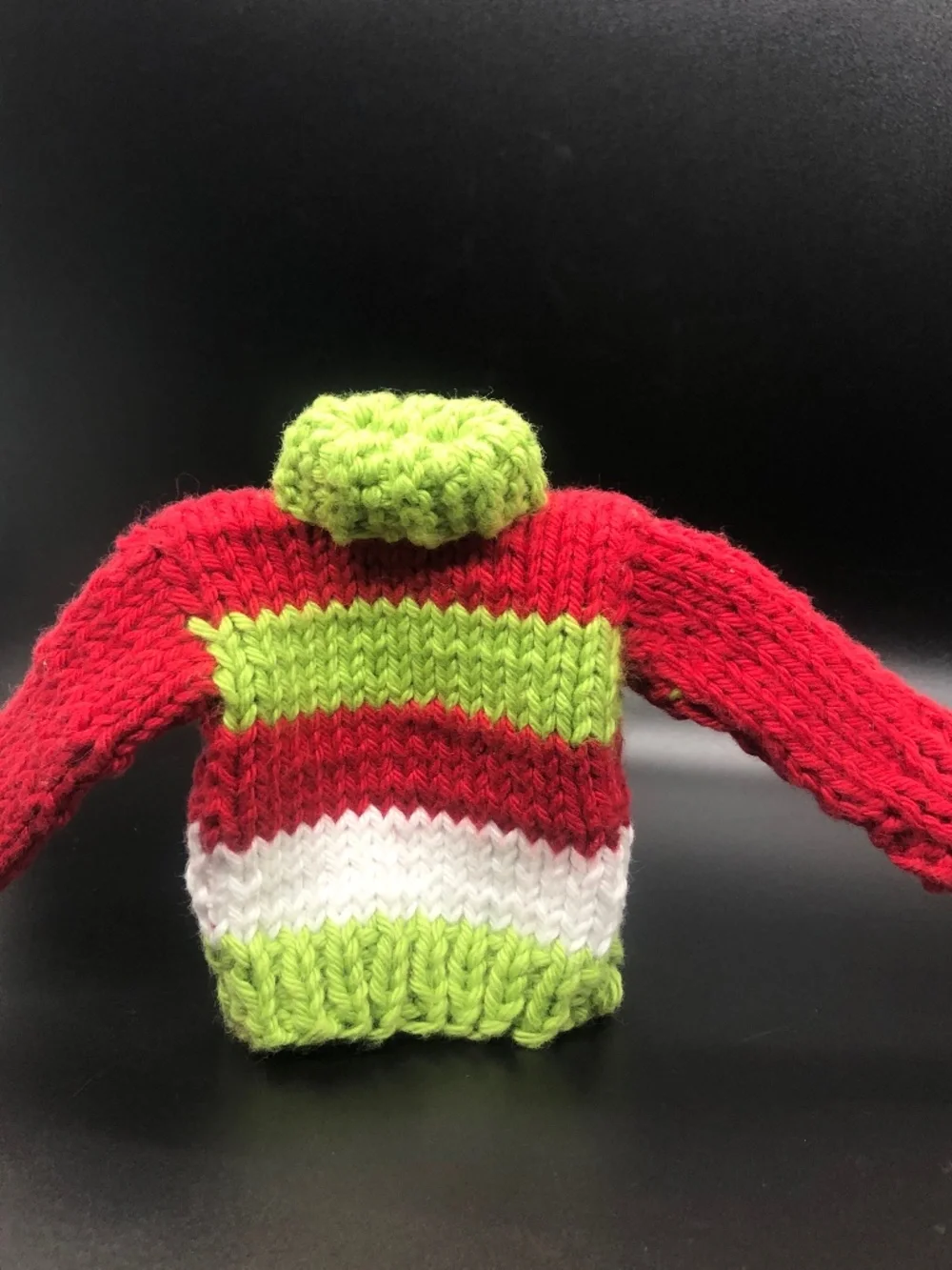 Hand Knit Mini Christmas Striped Sweater Ornament | Holiday Decor, Gift Topper